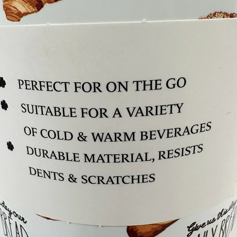 Pepper & Poppy Travel Mug 17oz Stainless Steel Insulated Bread Pretzel